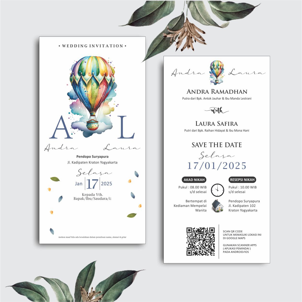 Contoh undangan cetak Lite Series - Sky Balloon