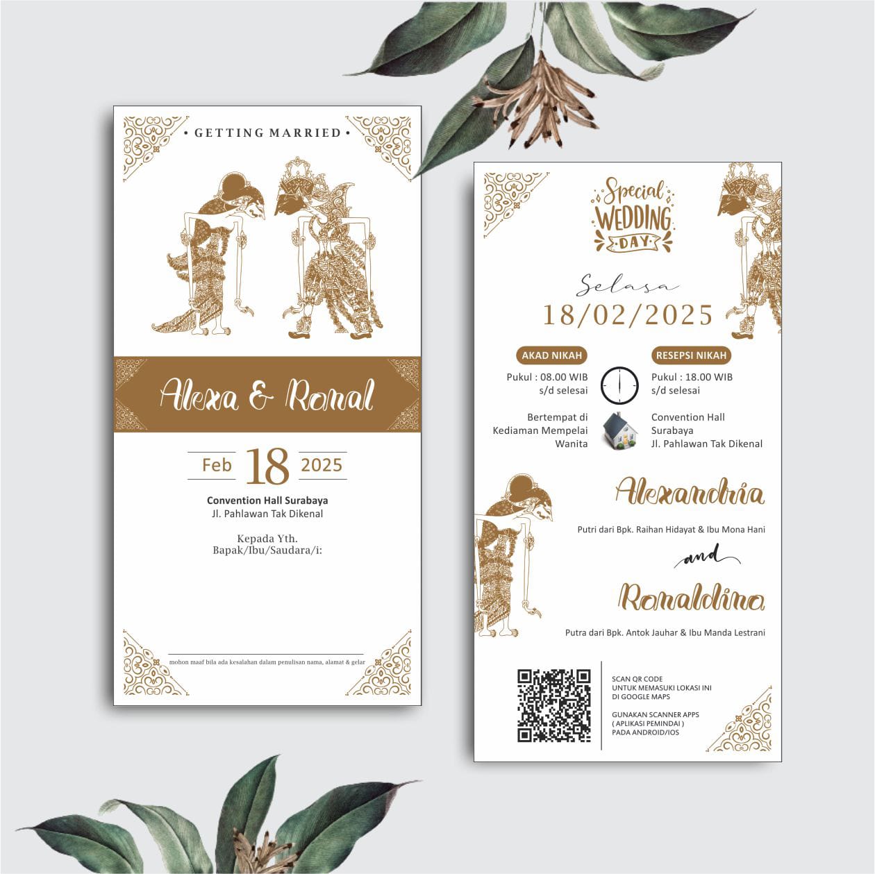 Contoh undangan cetak Lite Series - Wayang Silhouette