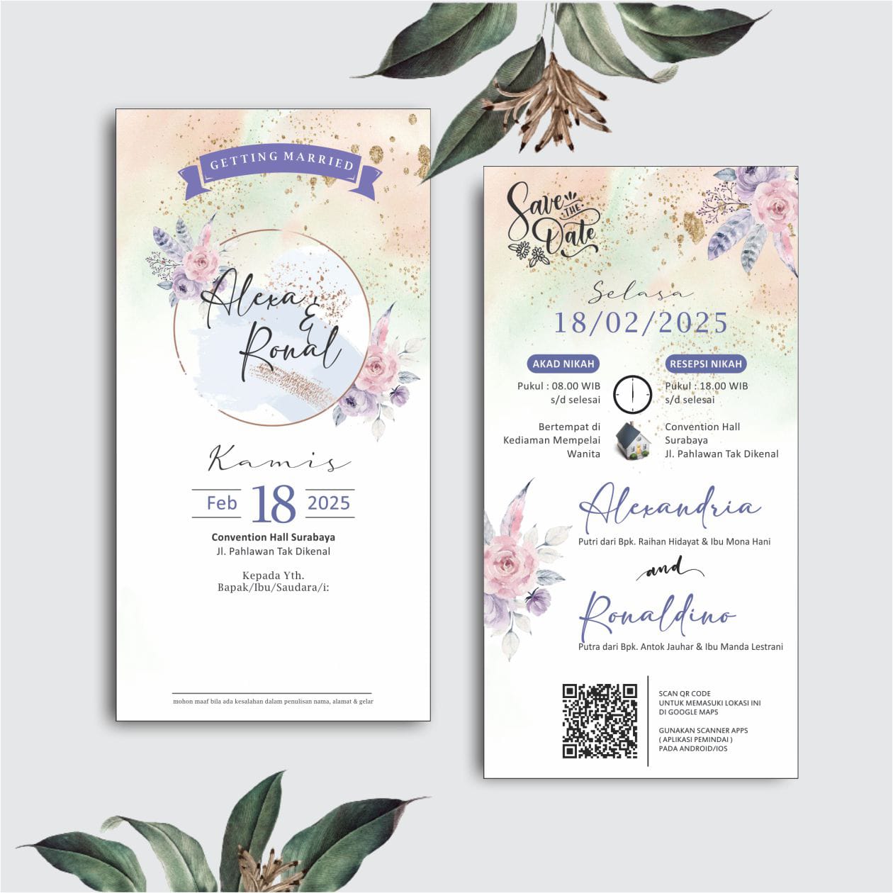 Contoh undangan cetak Lite Series - Pastel Dream