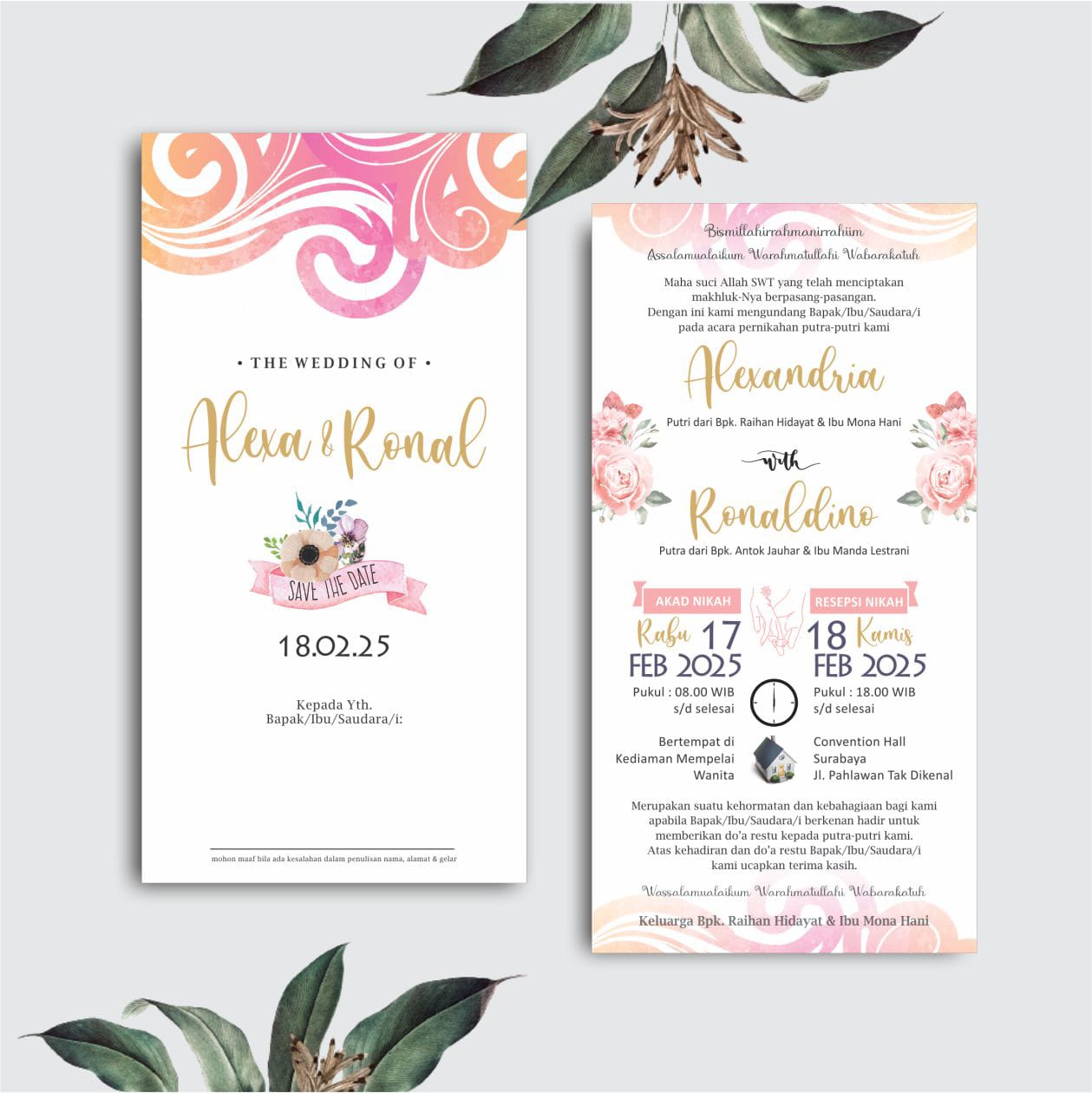 Contoh undangan cetak Lite Series - Swirl Ribbon