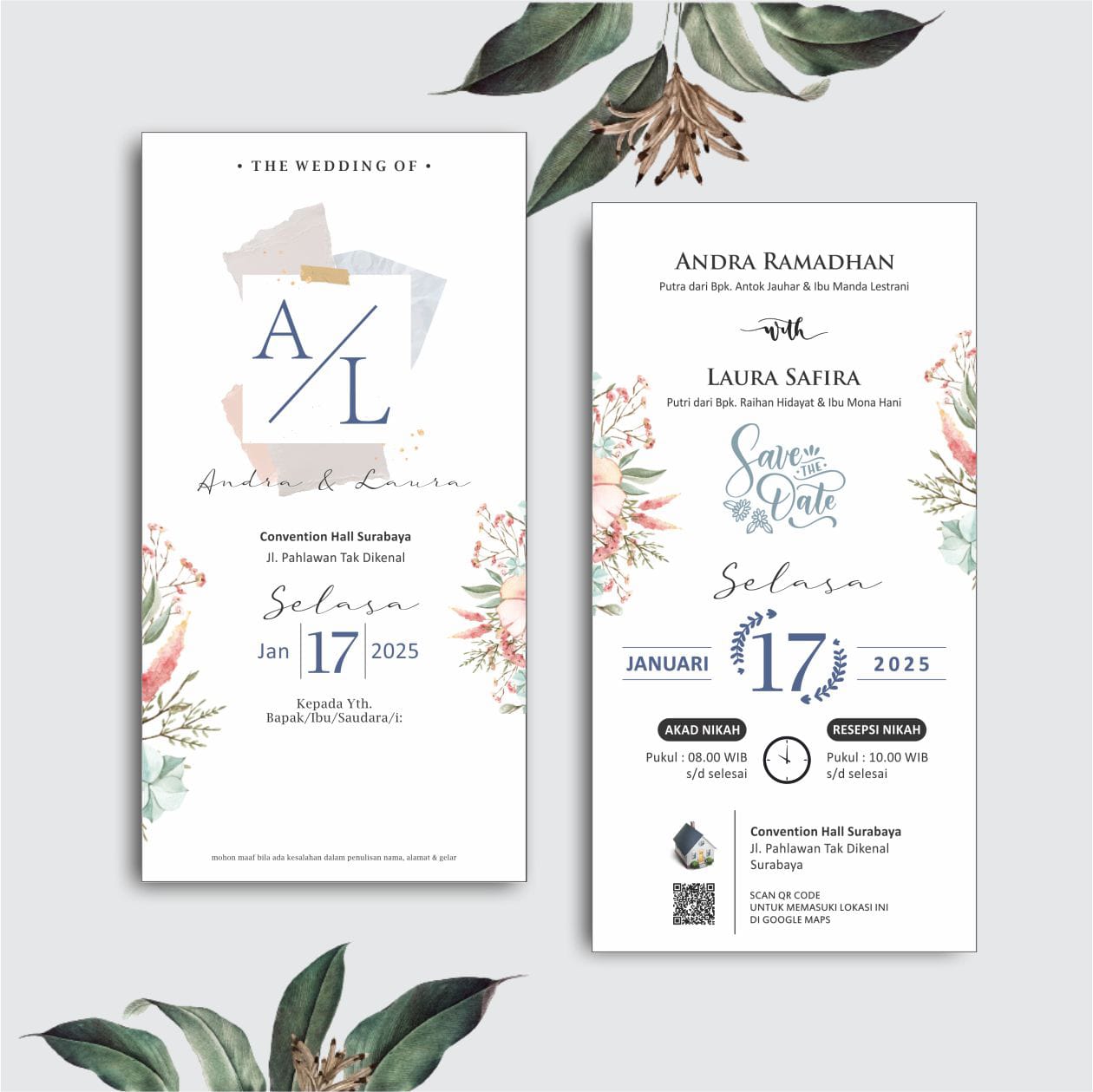 Contoh undangan cetak Lite Series - Pastel Collage