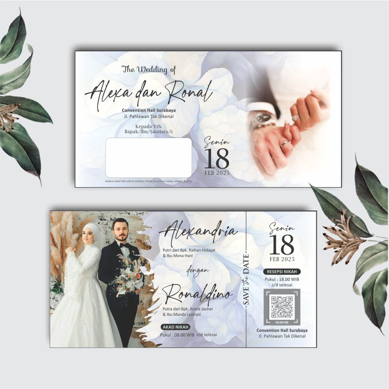 Contoh undangan cetak Lite Series - Blue Petals