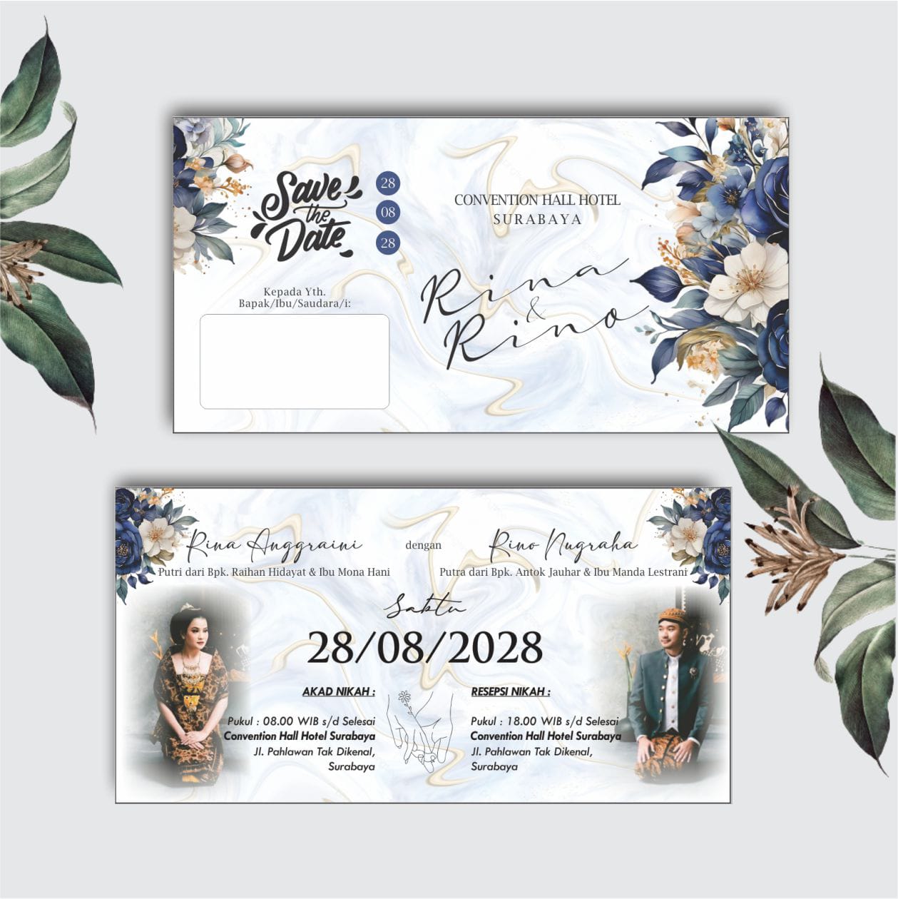 Contoh undangan cetak Lite Series - Midnight Floral