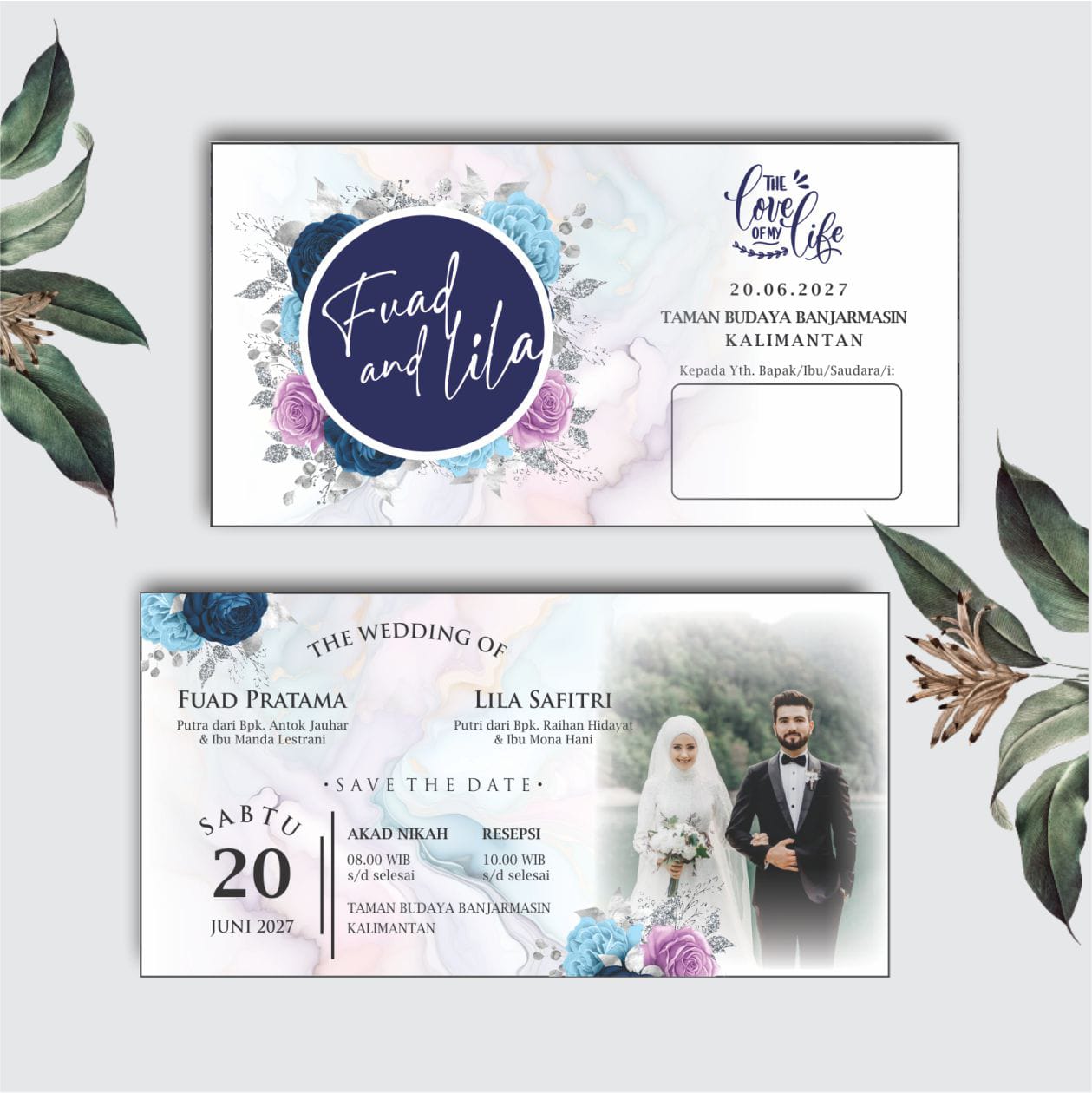 Contoh undangan cetak Lite Series - Purple Bloom