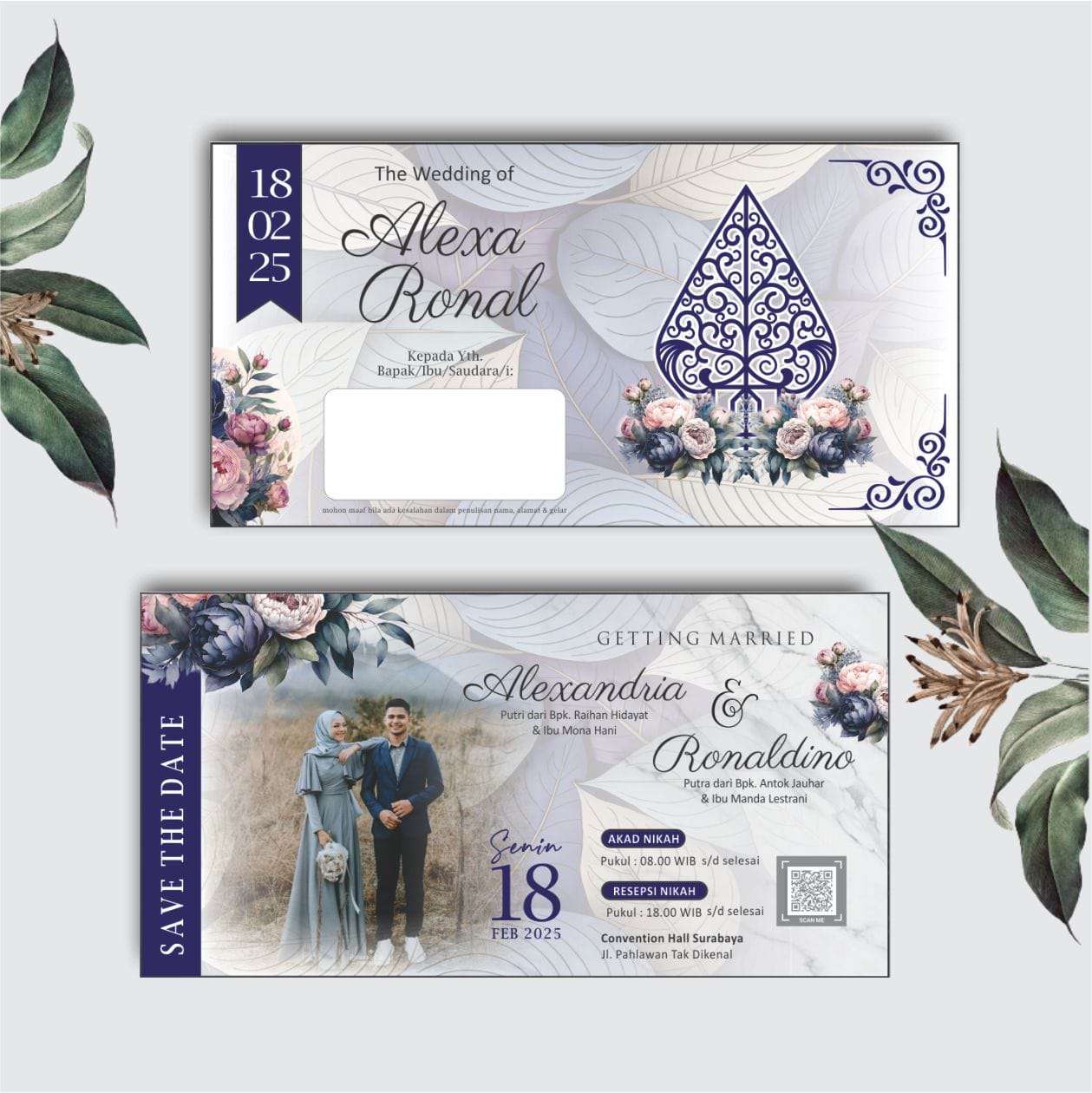 Contoh undangan cetak Lite Series - Navy Gunungan