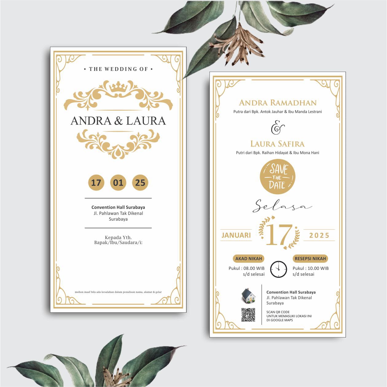 Contoh undangan cetak Lite Series - Royal Gold