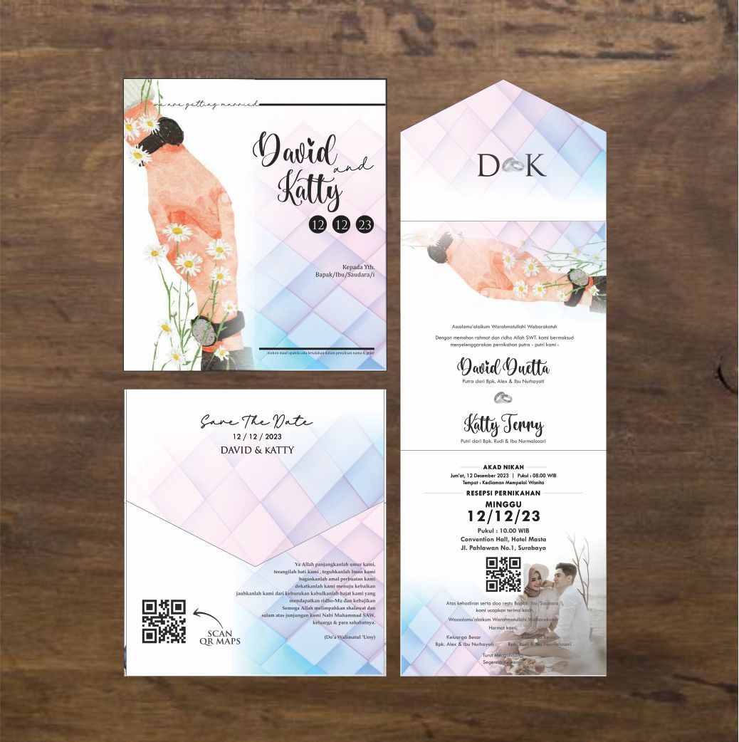 Contoh undangan cetak Artistic Bloom - Warm Promise