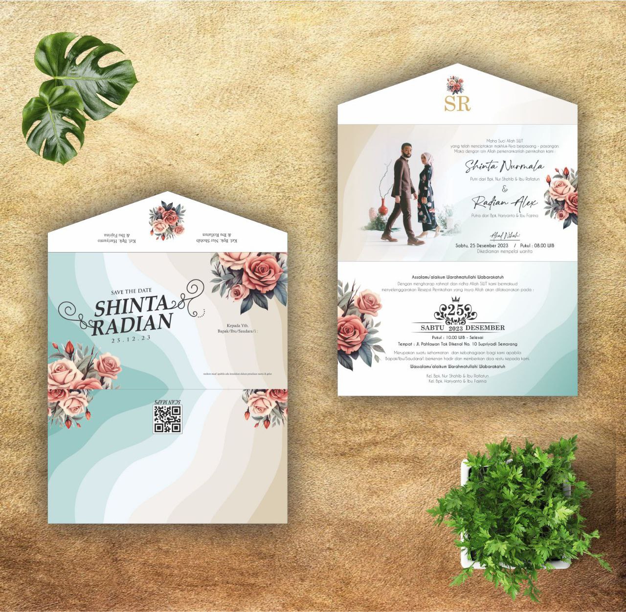 Contoh undangan cetak Elegance Series - Pastel Rose