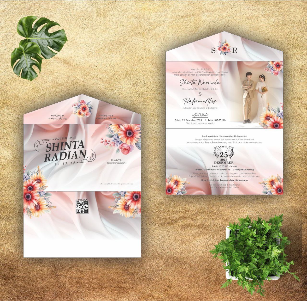 Contoh undangan cetak Elegance Series - Sunlit Coral