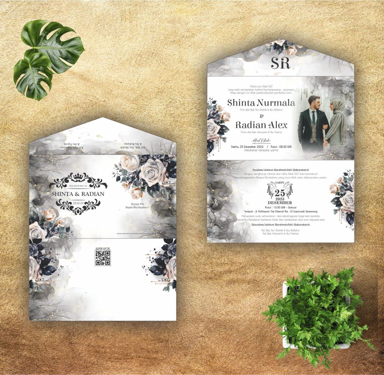 Contoh undangan cetak Elegance Series - Smoky Marble