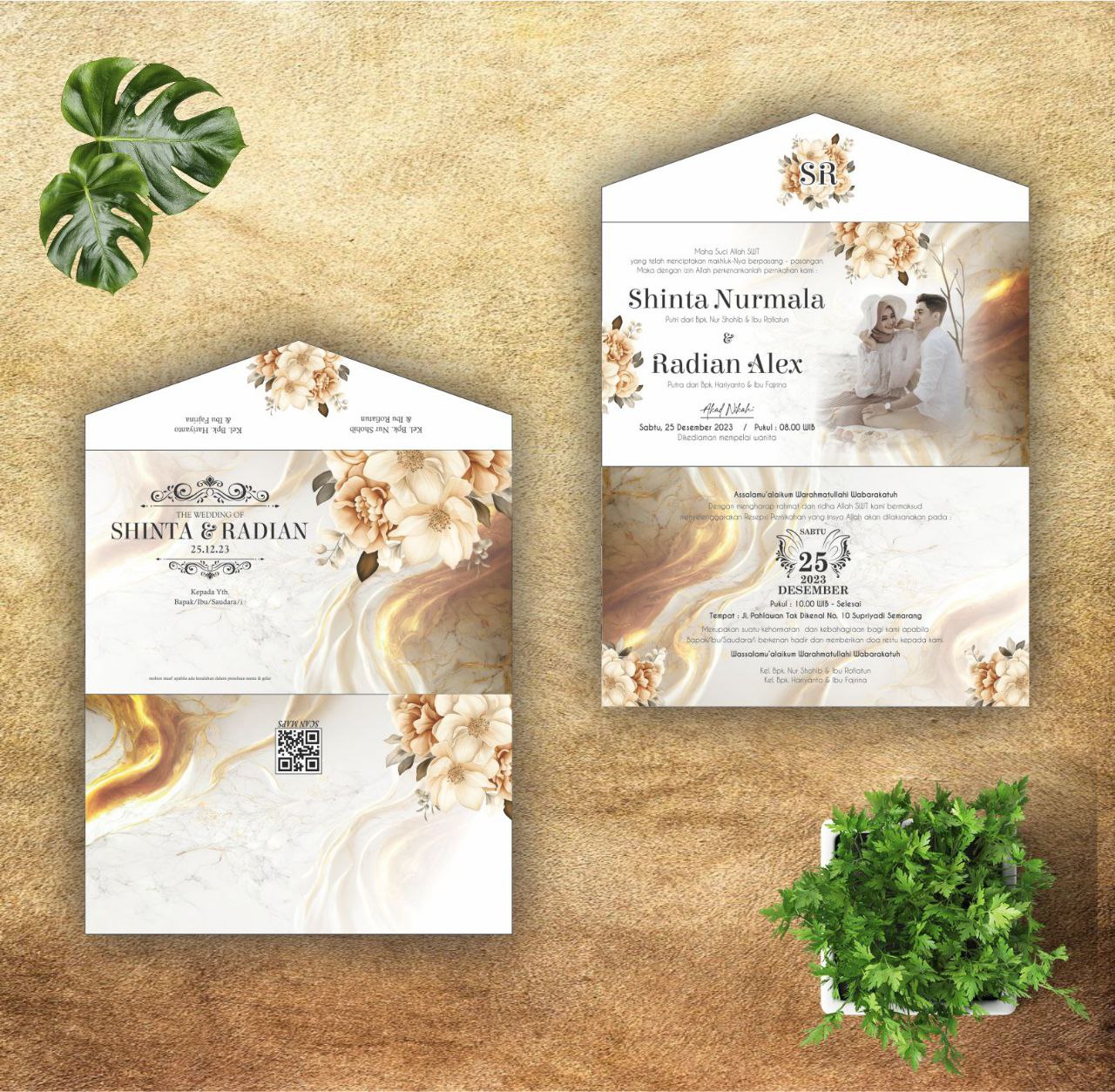 Contoh undangan cetak Elegance Series - Warm Gold