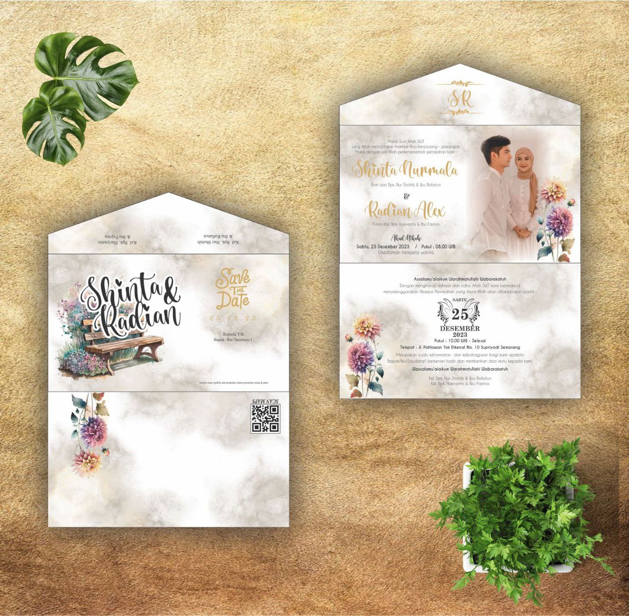 Contoh undangan cetak Elegance Series - Garden Bench