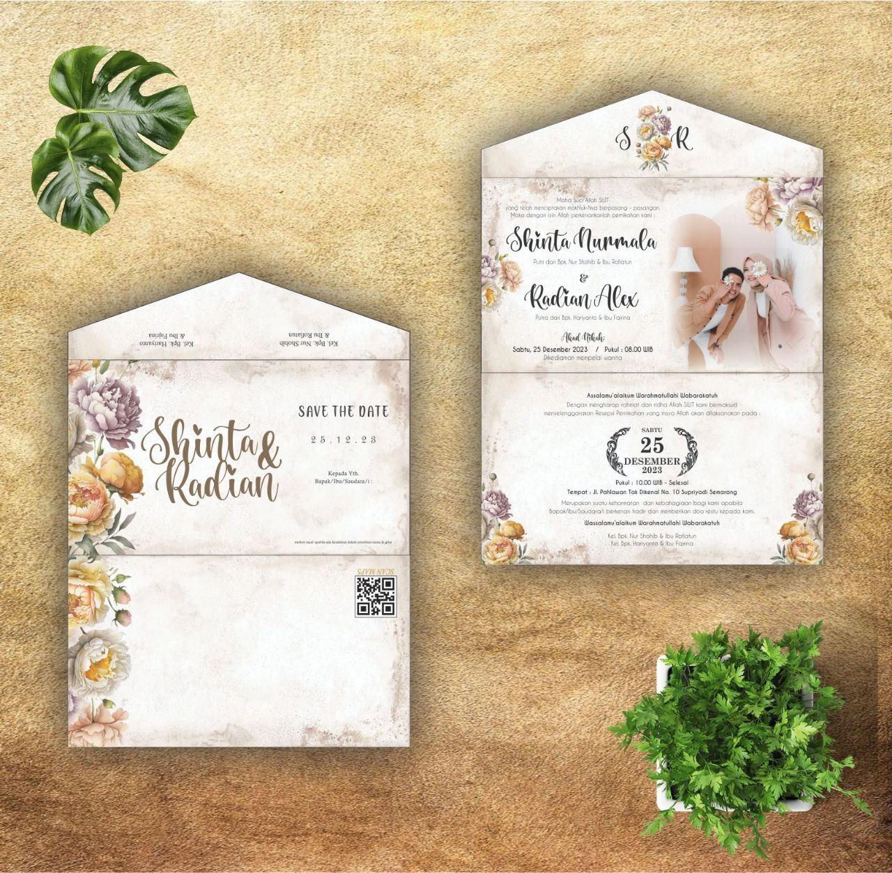 Contoh undangan cetak Elegance Series - Vintage Peony