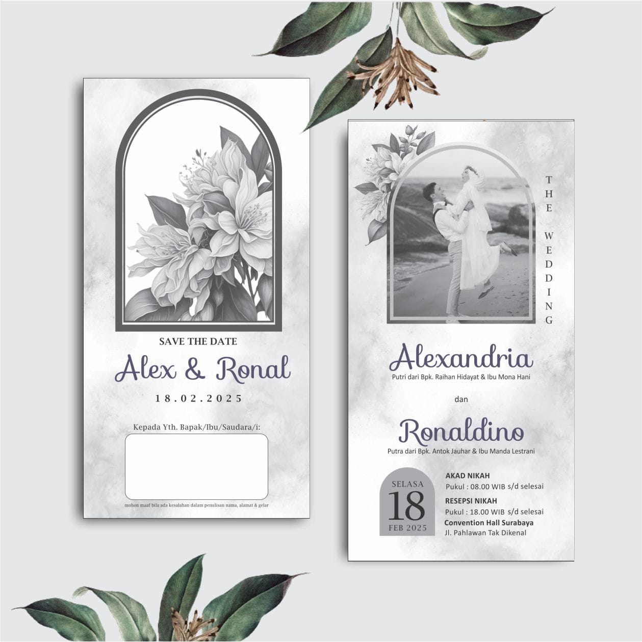Contoh undangan cetak Noir Series - Floral Window