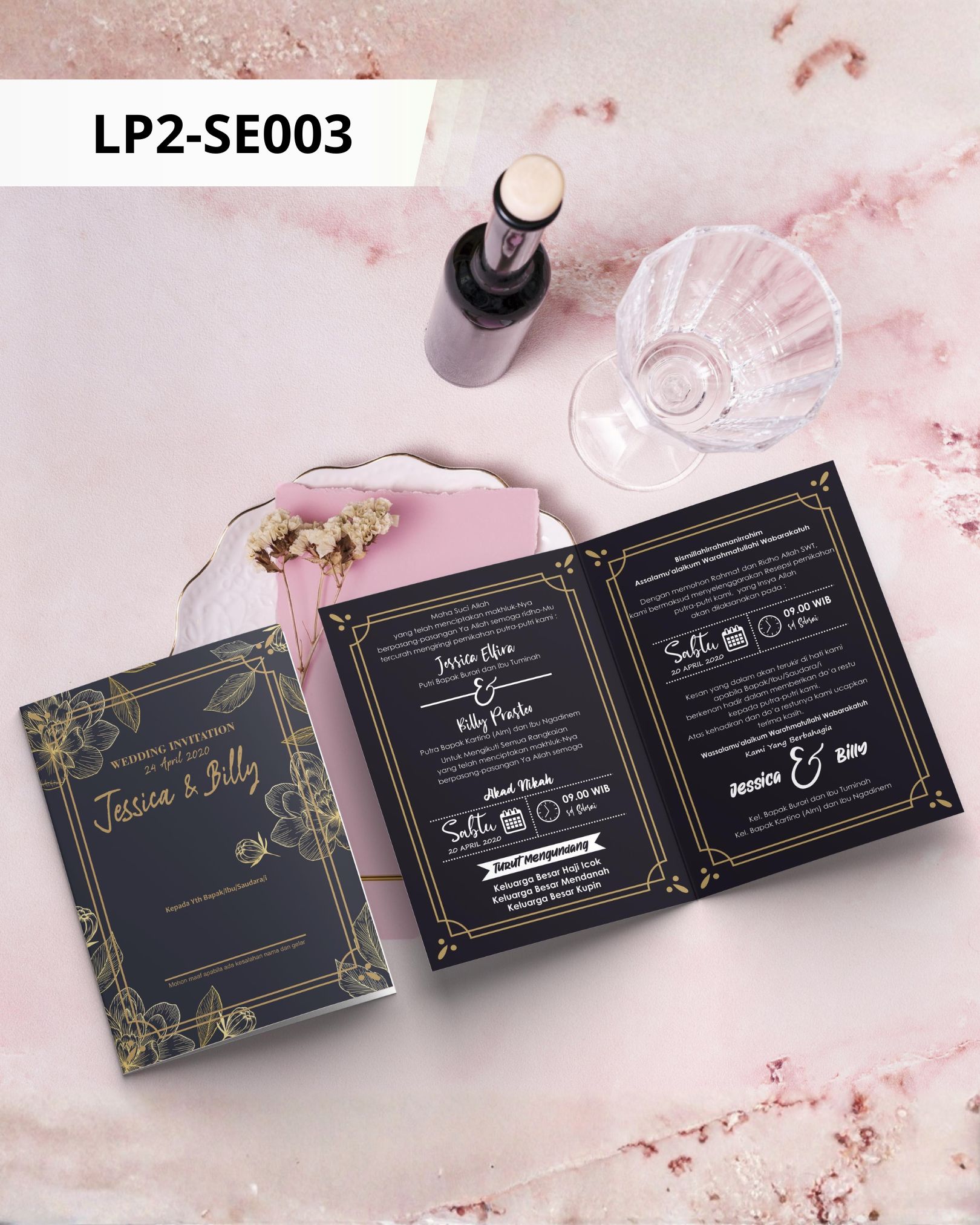 Contoh undangan cetak Basic Premium - Midnight Luxury