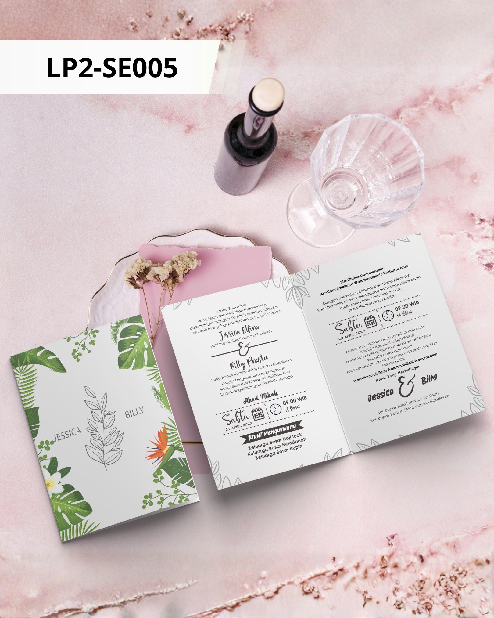 Contoh undangan cetak Basic Premium - Tropical Breeze