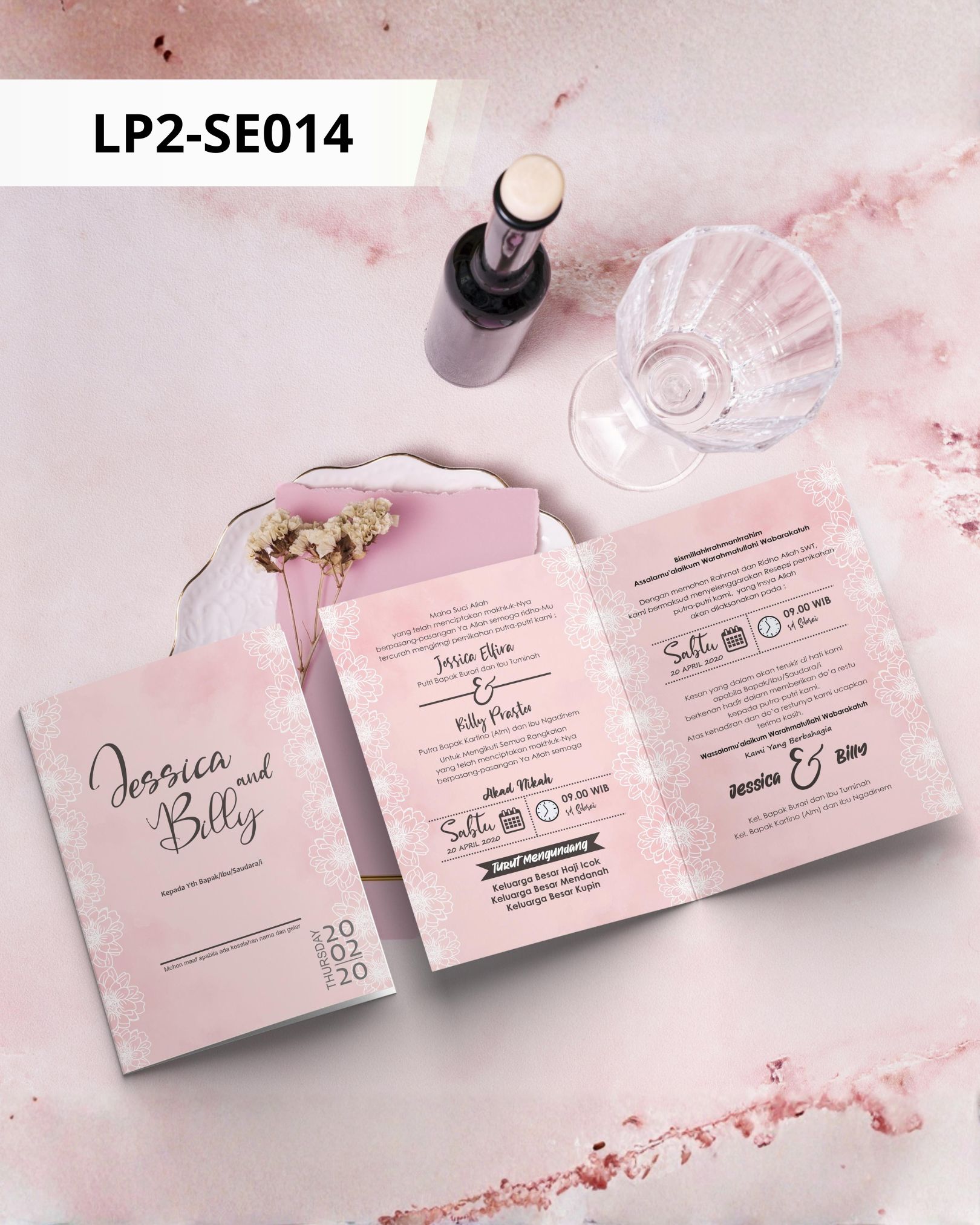 Contoh undangan cetak Basic Premium - Lace Floral