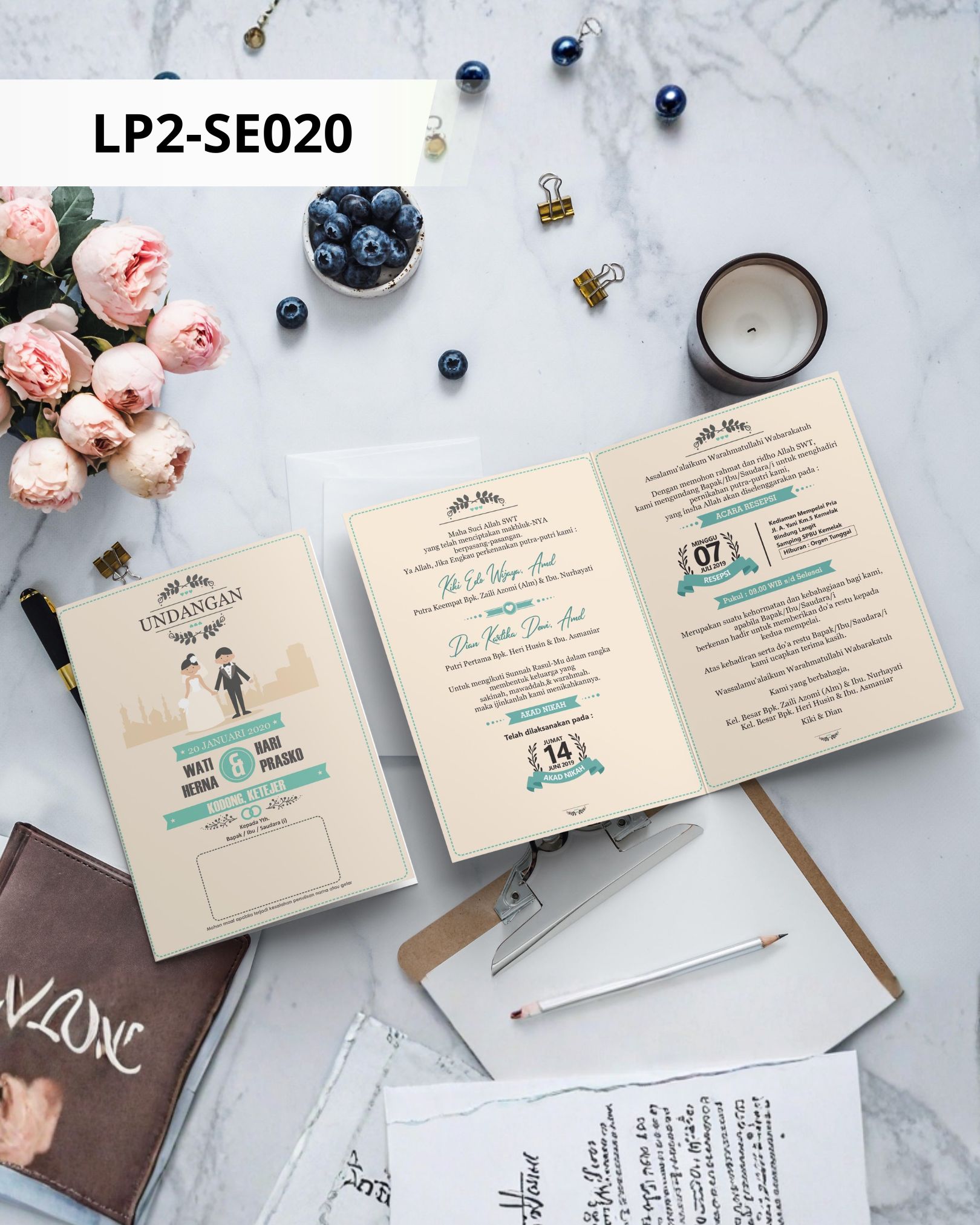 Contoh undangan cetak Basic Premium - Minimalist Cartoon