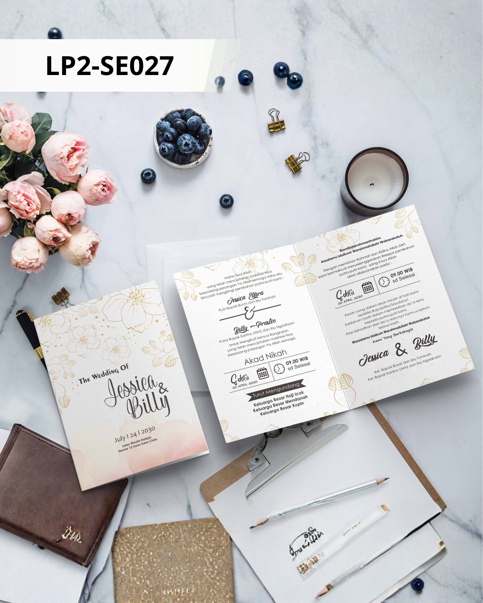 Contoh undangan cetak Basic Premium - Beautiful Sketch
