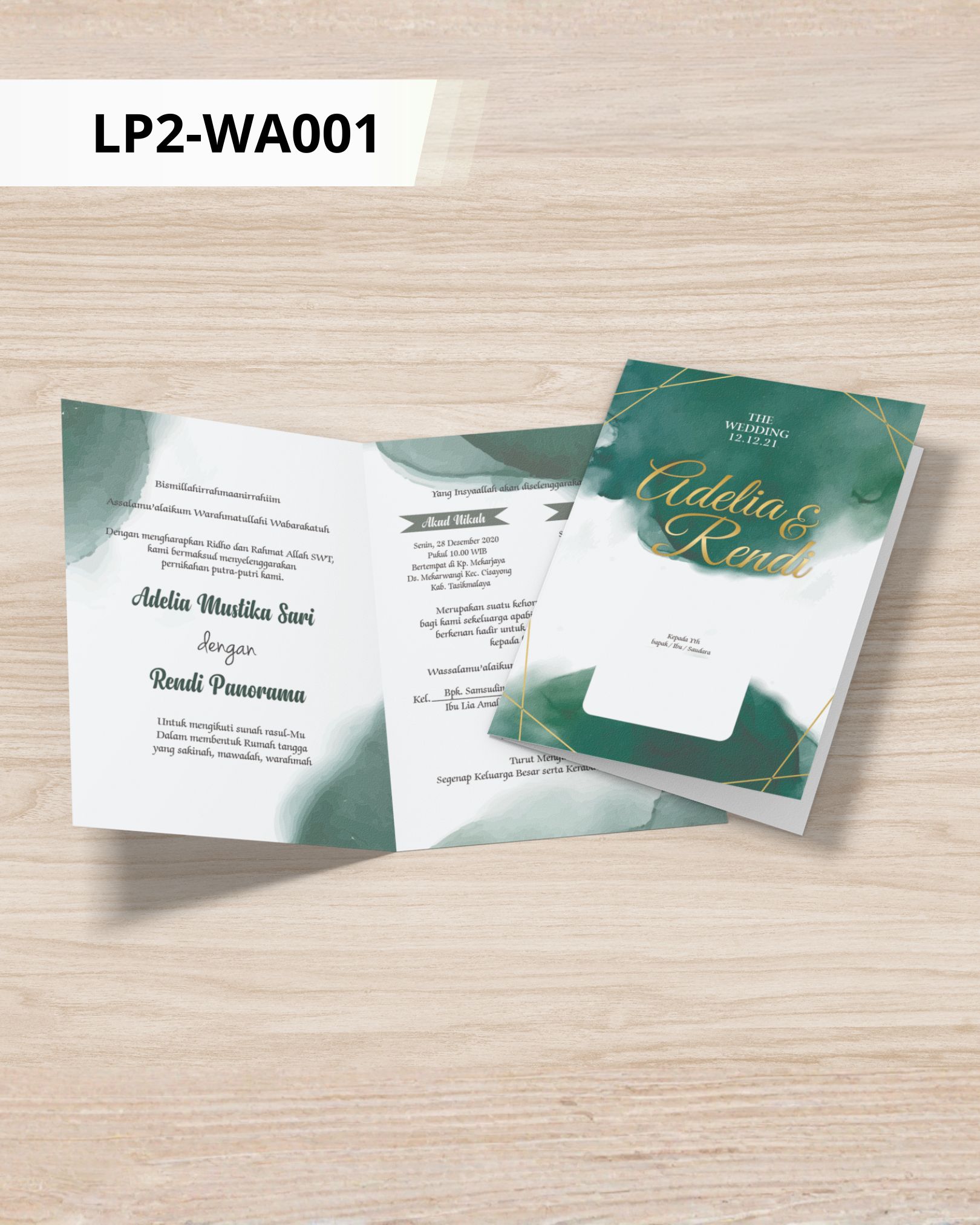 Contoh undangan cetak Watercolor - Emerald Emerald