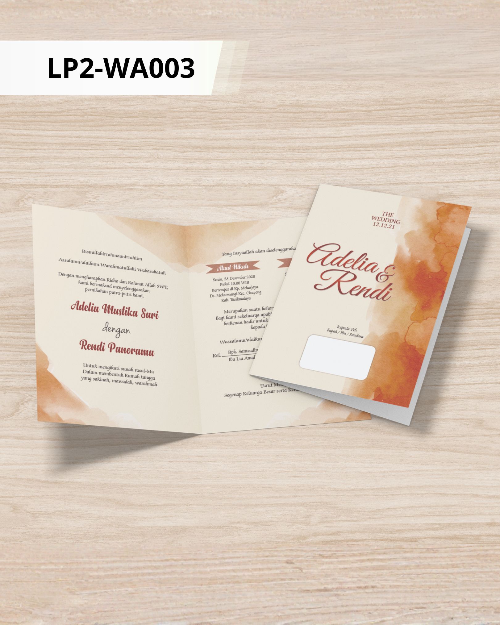 Contoh undangan cetak Watercolor - Terracotta Wash