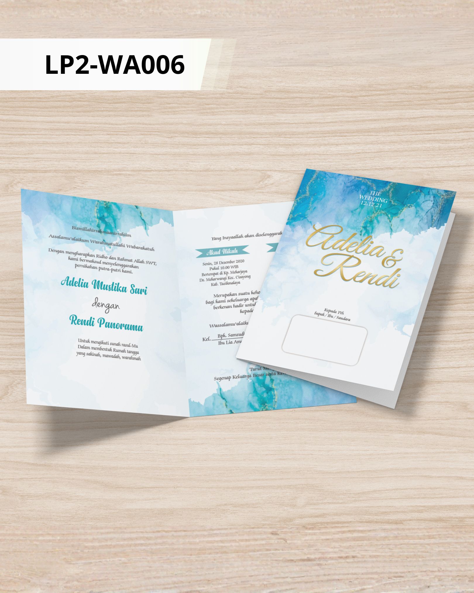 Contoh undangan cetak Watercolor - Blue Marble