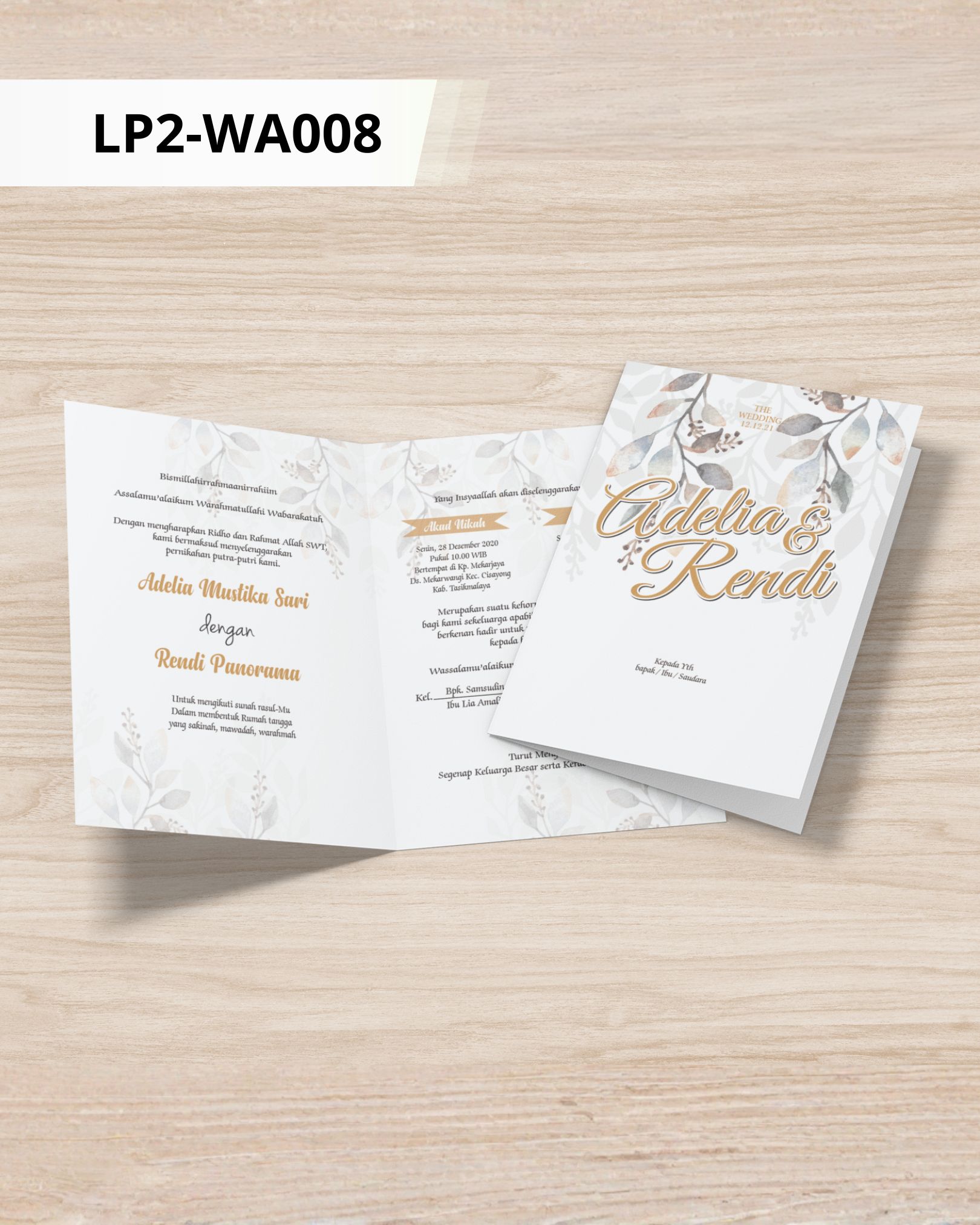 Contoh undangan cetak Watercolor - Eucalyptus Garland