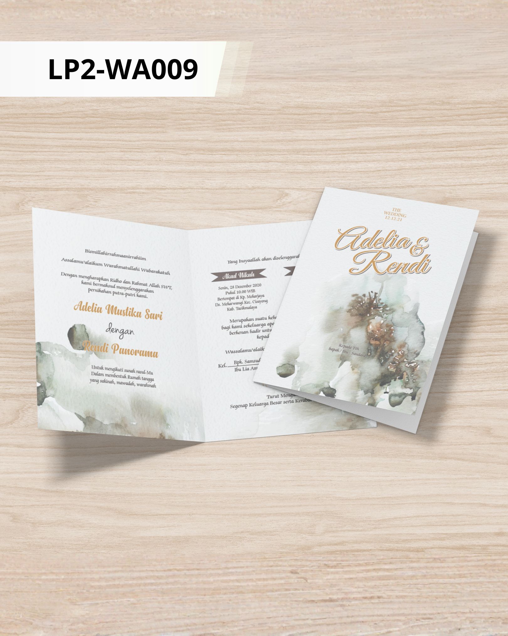 Contoh undangan cetak Watercolor - Sage Splatter