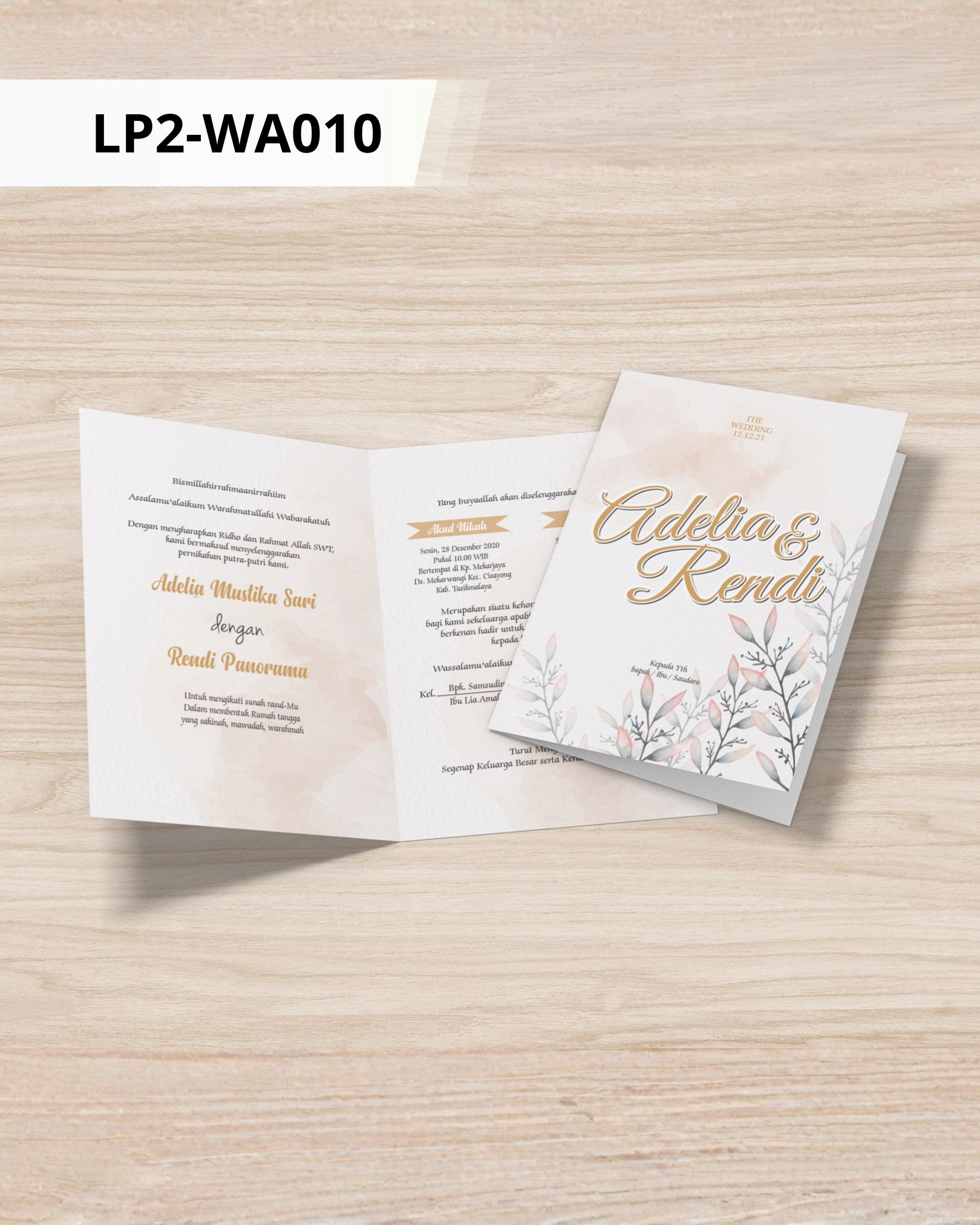 Contoh undangan cetak Watercolor - Pastel Foliage