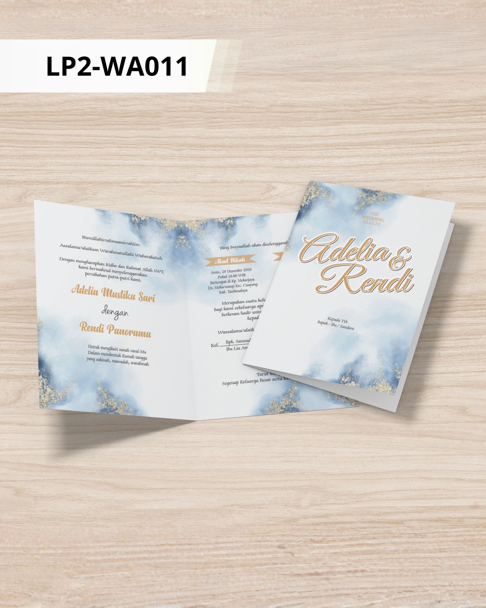 Contoh undangan cetak Watercolor - Ocean Mist