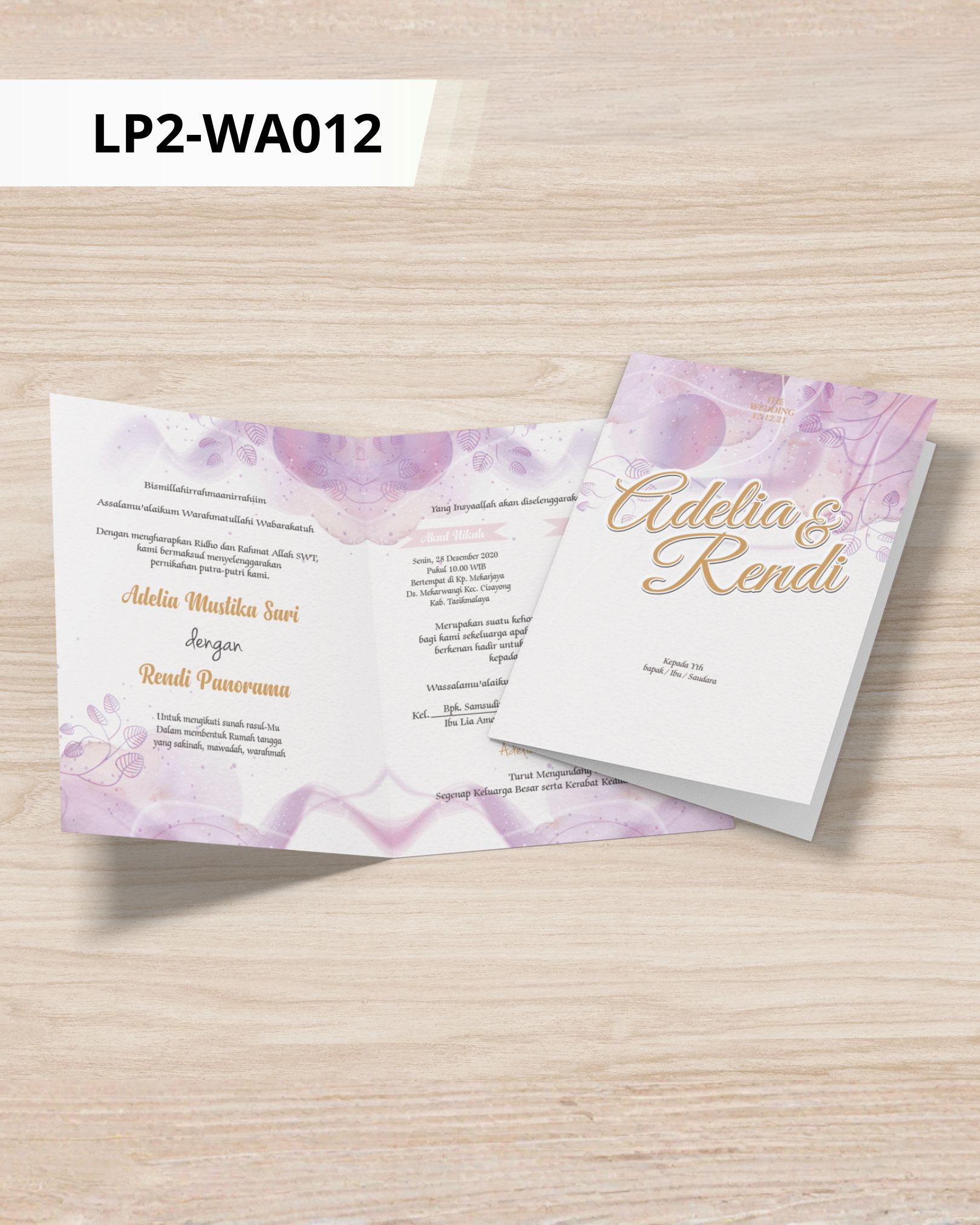 Contoh undangan cetak Watercolor - Lavender Dream