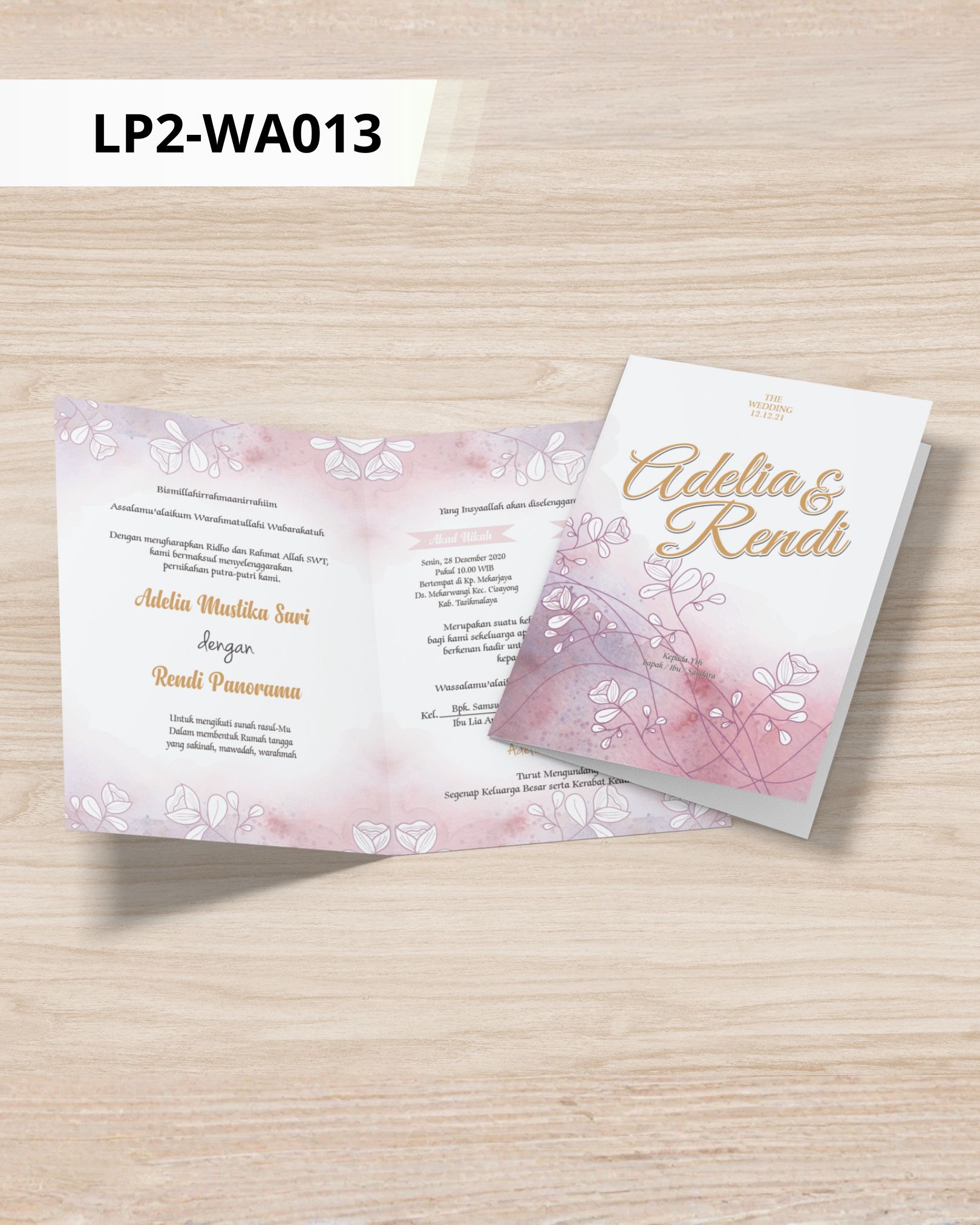 Contoh undangan cetak Watercolor - Dusty Rose