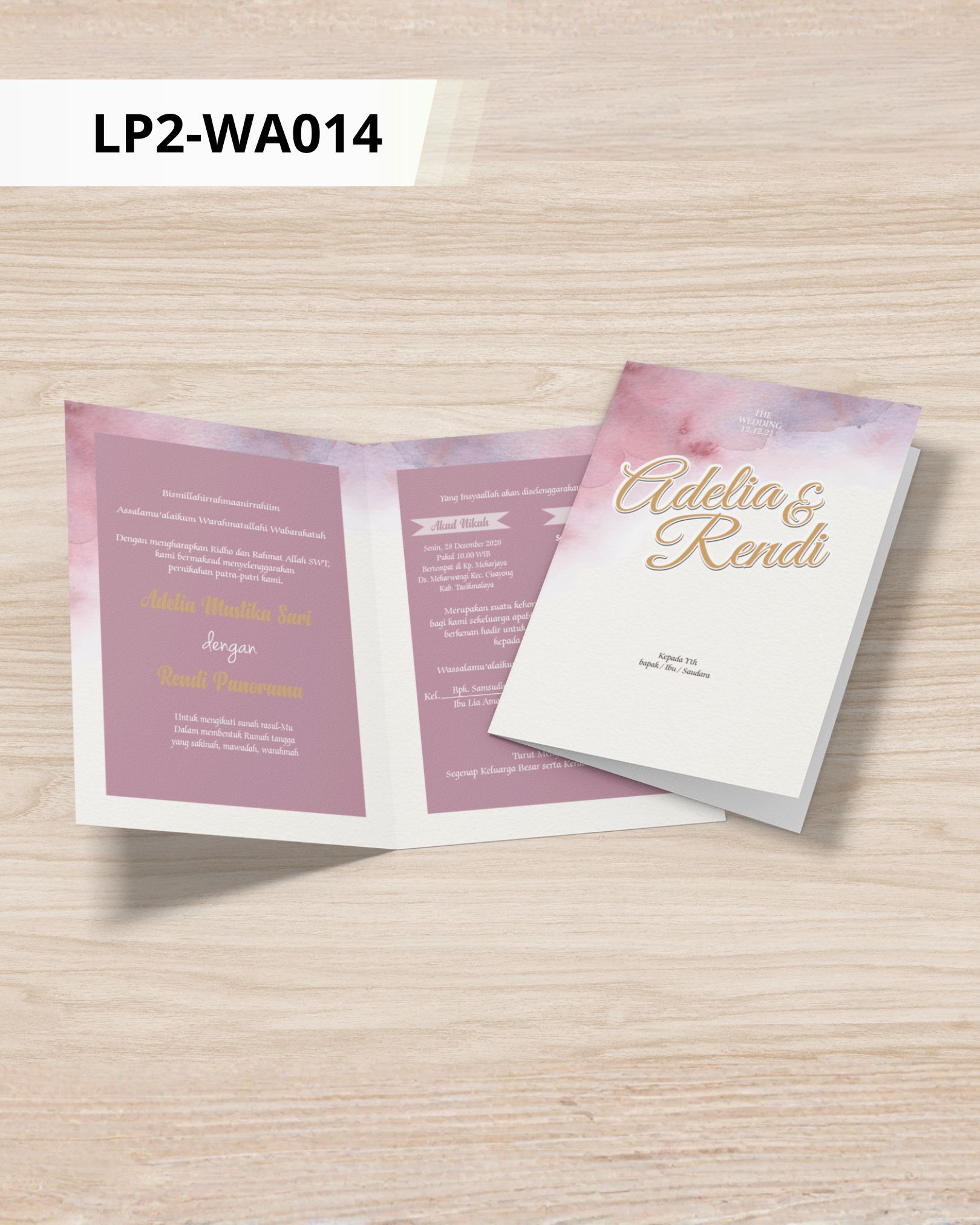 Contoh undangan cetak Watercolor - The Mauve