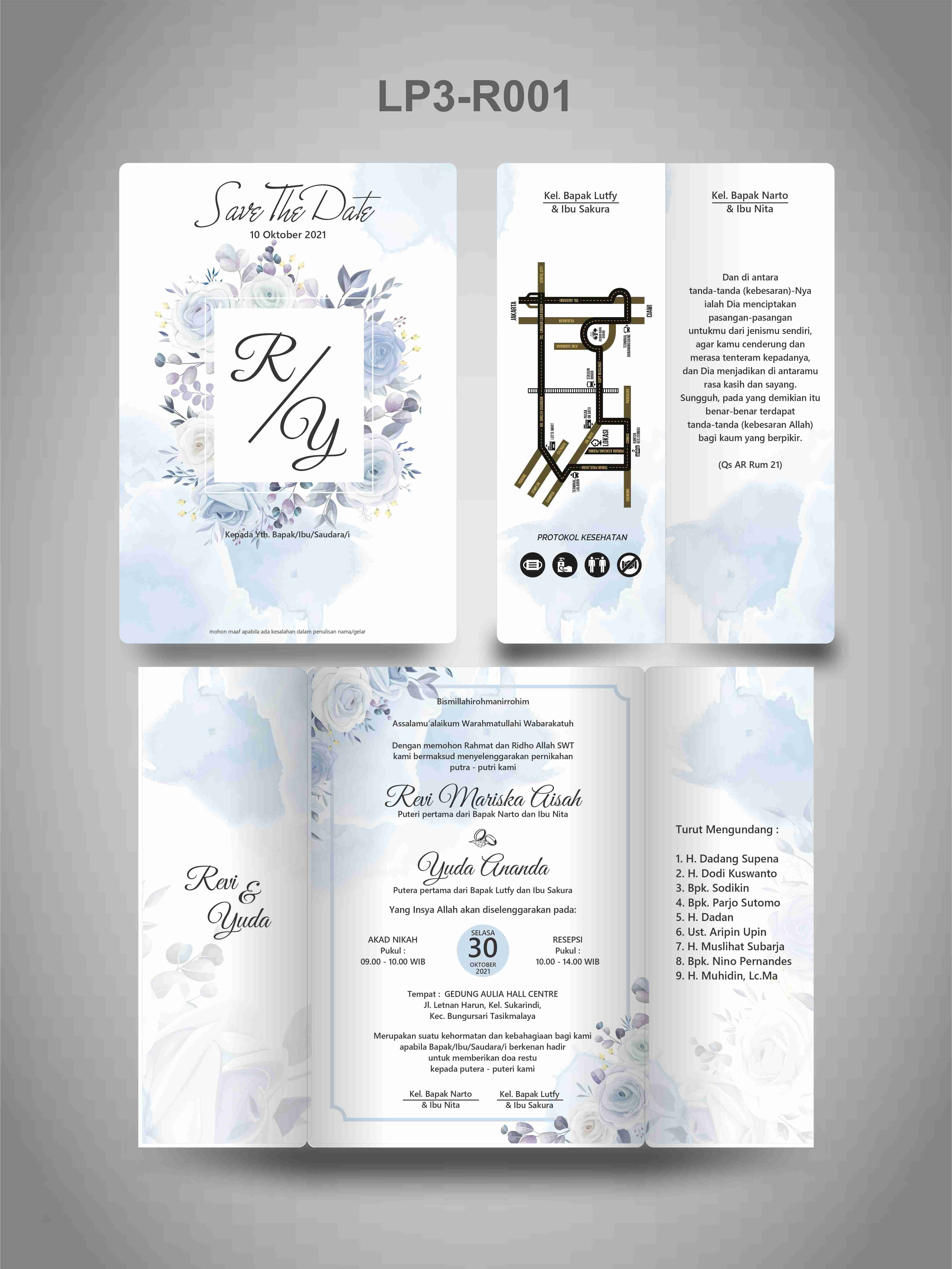 Contoh undangan cetak Enchanted Collection - Cloudy Azure