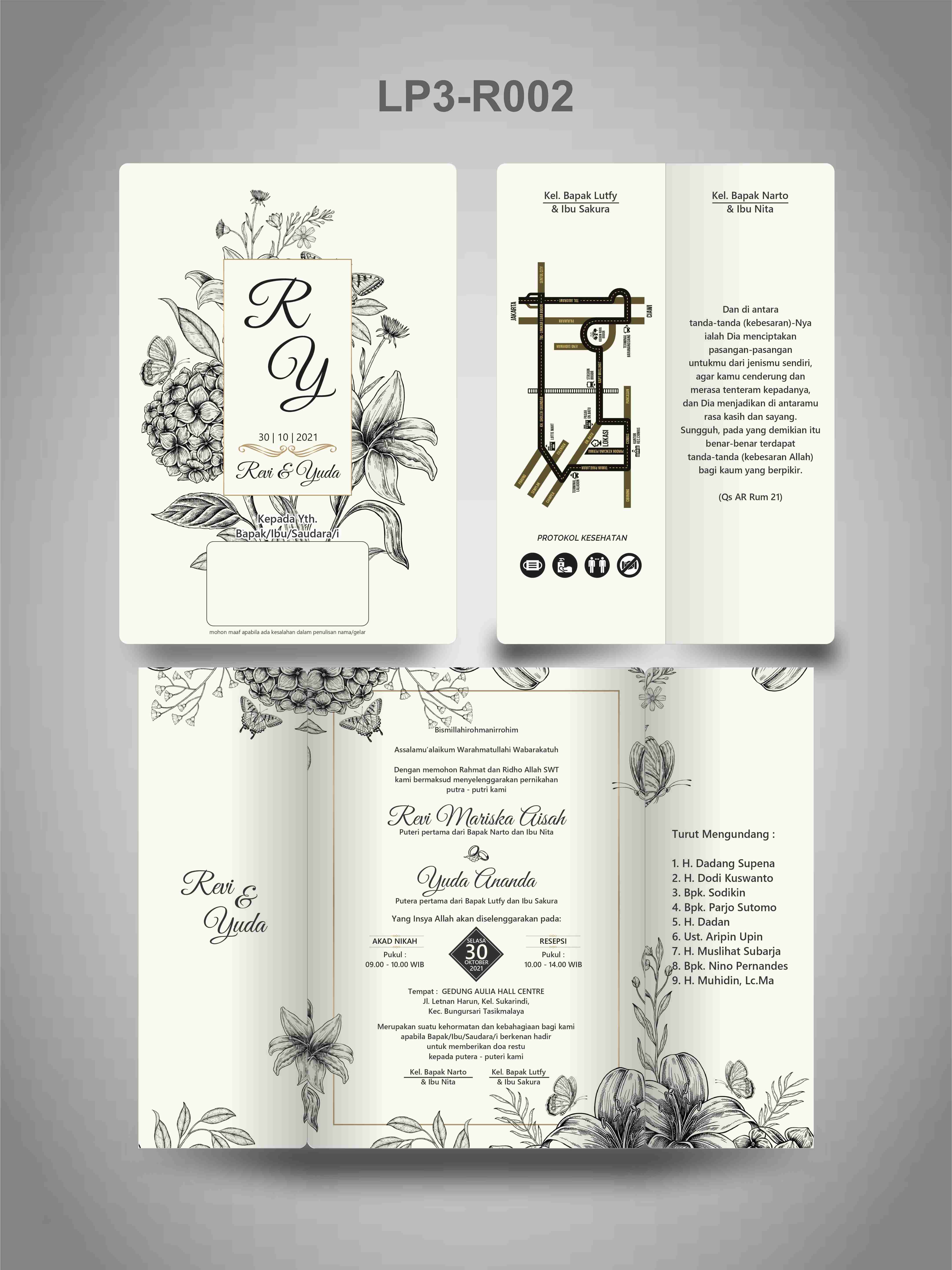 Contoh undangan cetak Enchanted Collection - Vintage Sketch